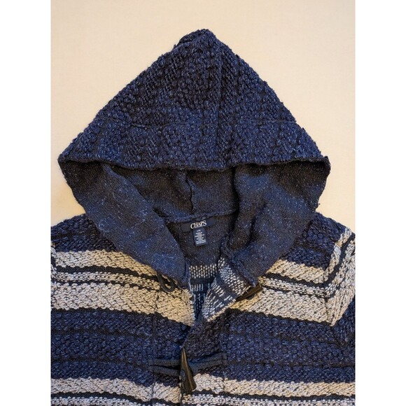 CHAPS Boho Southwestern Coastal Baja Wmn Lrg Toggle Button Sweater Hoodie Hippie - Picture 6 of 9